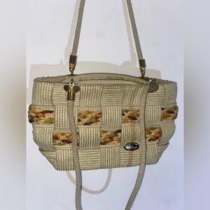Vintage Creazioni Alma Made in Italy Stylish Beige Woven Handbag